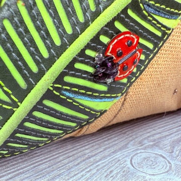 Vintage rare Coach Straw ladybug leaf tote bag purse rhinestone handbag summer - Picture 11 of 16